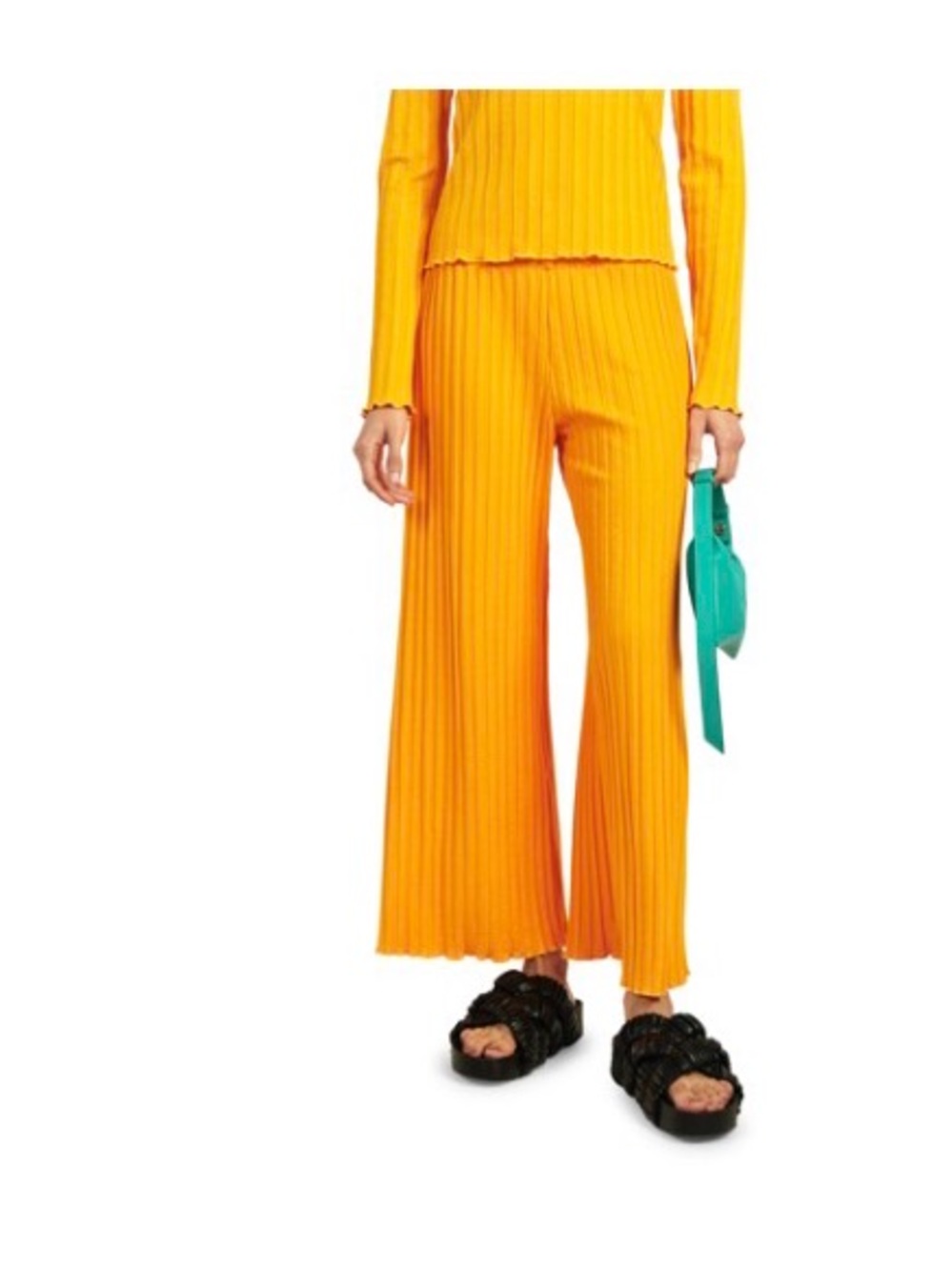 Simon Miller Ribbed Wide-Leg Knit Pants — Orange